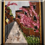 A05. Unsigned street scene painting. 